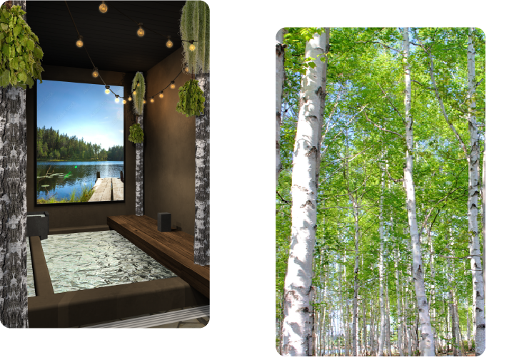 北欧の夜のサウナ室