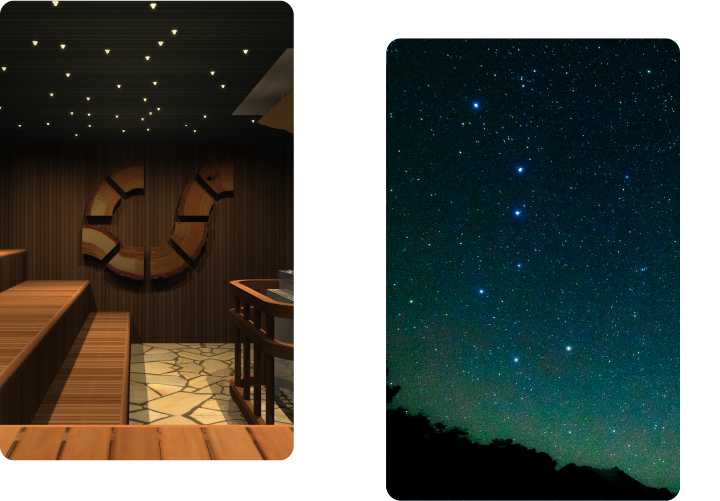 北欧の夜のサウナ室